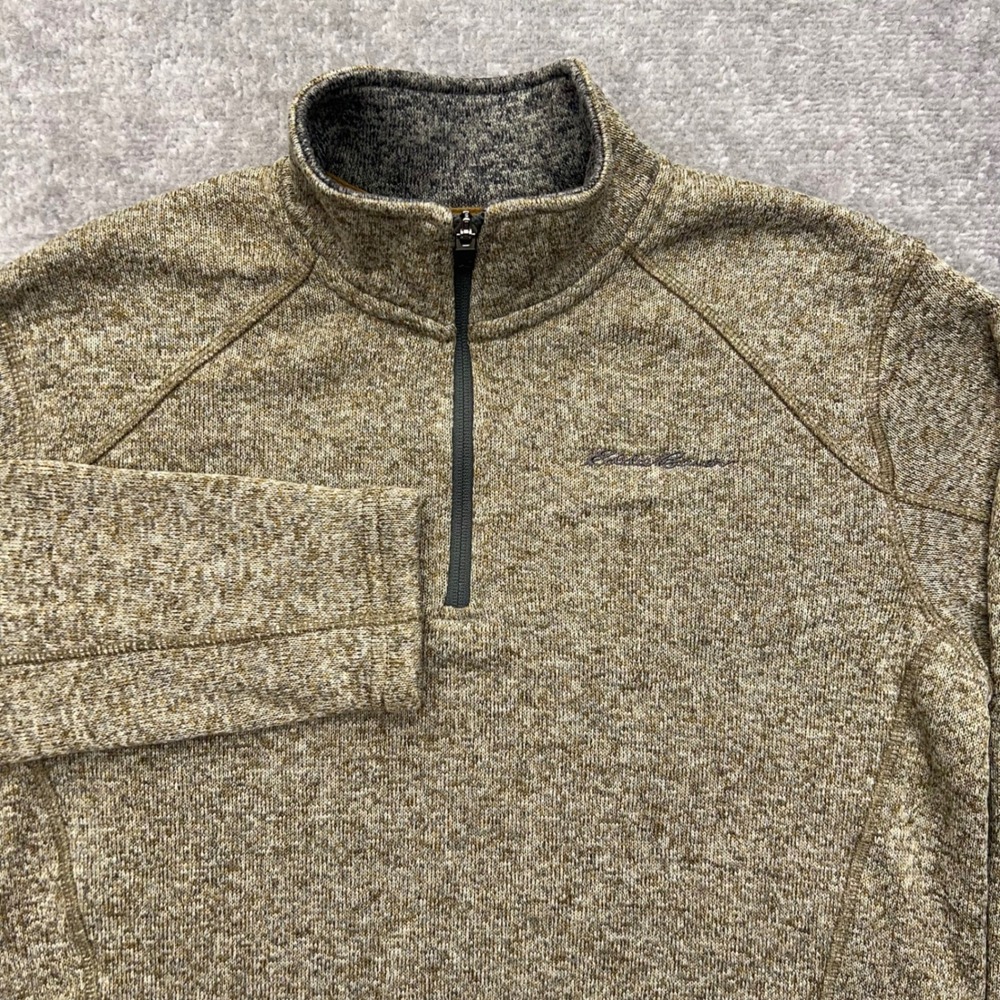 Eddie Bauer 1/4 Zip Radiator Pullover Mens Medium Fleece Marbled Brown Sweater